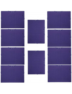 Pack de 10 carpetas de cartón de 34 x 25 cm, tamaño folio, con gomas y solapas, de color azul. Juego de 10 carpetas para guardar