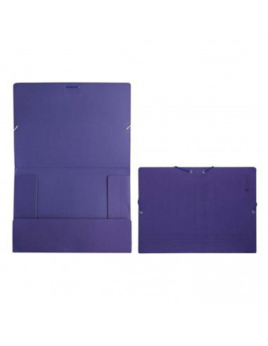 Pack de 10 carpetas de cartón de 34 x 25 cm, tamaño folio, con gomas y solapas, de color azul. Juego de 10 carpetas para guardar