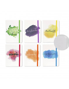 Pack de 6 cuadernos de notas A6 con goma, de 14,5 x 10 cm, con diseño aleatorio, ideal para el colegio o para la oficina. Set de