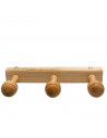 Tradineur - Perchero madera 3 pomos con ganchos para pared o puerta 5.2 x 32.6 x 10.3 cm. Soporte para abrigos y sombreros, esti