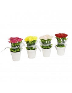 Tradineur -  Pack de unidades 4 de plantas artificiales con maceta 7 x 14 cm (ancho x altura) color aleatorio ideal para decorac