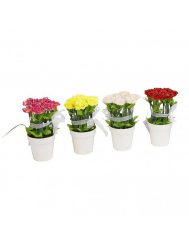 Tradineur -  Pack de unidades 4 de plantas artificiales con maceta 7 x 14 cm (ancho x altura) color aleatorio ideal para decorac