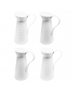 Tradineur - Pack de 4 jarrones de latón rústico, maceta de casa de campo, jarra de leche vintage, cubo para decoraciones, centro