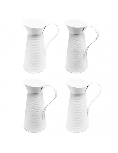 Tradineur - Pack de 4 jarrones de latón rústico, maceta de casa de campo, jarra de leche vintage, cubo para decoraciones, centro