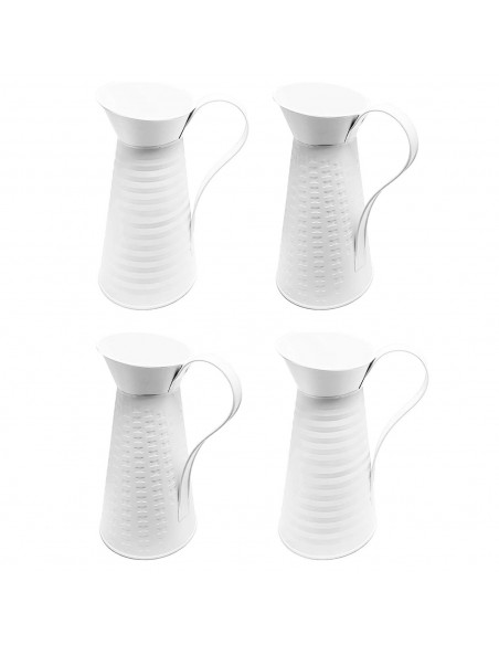 Tradineur - Pack de 4 jarrones de latón rústico, maceta de casa de campo, jarra de leche vintage, cubo para decoraciones, centro