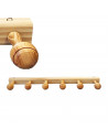 Tradineur - Perchero madera 6 pomos con ganchos para pared o puerta 5.2 x 70 x 10.3 cm. Soporte para abrigos y sombreros, estilo