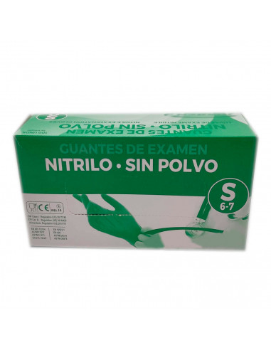 Guantes de nitrilo sin polvo talla S 6-7, Guantes desechables de examen, color azul, 100 unidades