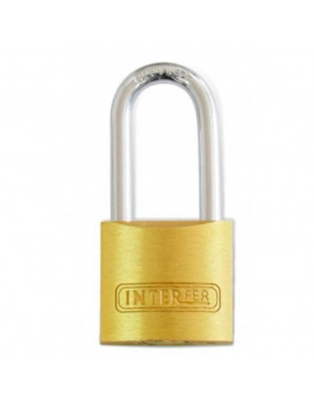 Interfer - Candado de latón, arco alto endurecido de acero, 25 mm, con 3 llaves para equipaje, taquillas de gimnasio, caja herra