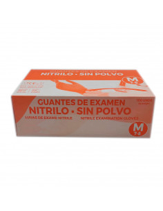 Guantes de nitrilo sin polvo talla M 7-8, Guantes desechables de examen, color azul, 100 unidades