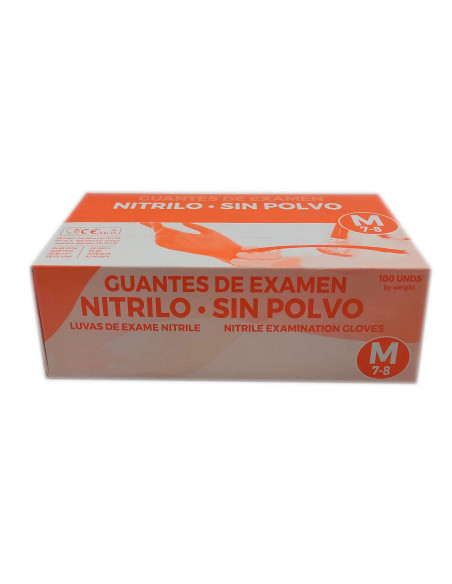 Guantes de nitrilo sin polvo talla M 7-8, Guantes desechables de examen, color azul, 100 unidades