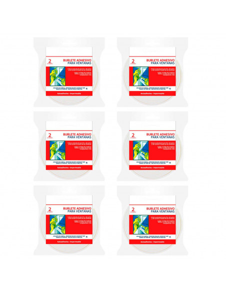 6 Packs de 2 unidades de burletes aislantes adhesivos para ventanas, tira de sellado, junta para puerta, 12 unidades, 500 x 0,9