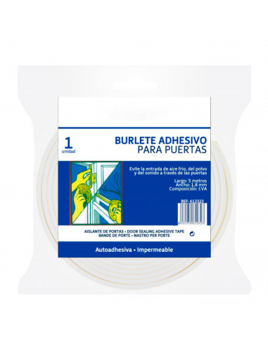 Pack de 6  burletes aislantes adhesivos para ventanas, tira de sellado, junta para puerta, 6 unidades, 500 x 1.8 cm