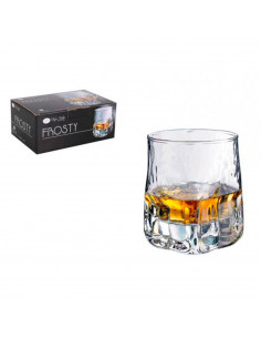 Set de 6 vasos de cristal 33 cl, modelo frosty, juego de vasos con base gruesa para licores, cócteles, vino, cerveza, bar, resta