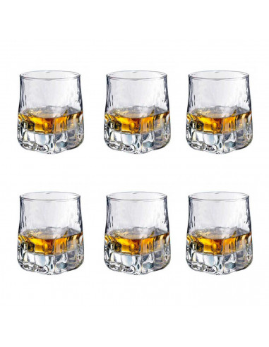 Set de 6 vasos de cristal 33 cl, modelo frosty, juego de vasos con base gruesa para licores, cócteles, vino, cerveza, bar, resta