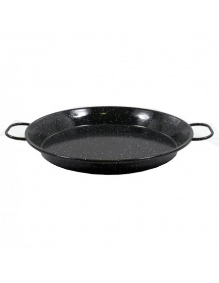 Paellera valenciana esmaltada 50 cm, 14 raciones, color negro, cocinar arroces, apta para gas, vitrocerámica, cocina eléctrica y