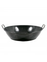 Tradineur - Paellera honda esmaltada 55 cm, 25 litros, color negro, cocinar arroces, apta para gas, vitrocerámica, cocina eléctr