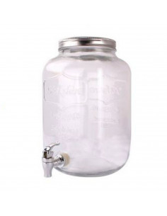Tradineur - Tarro dispensador con grifo - Fabricado en Cristal Transparente - Capacidad de 4 Litros - Recipiente para servir agu