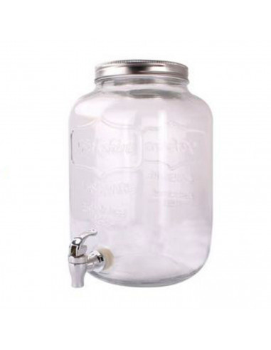 Tradineur - Tarro dispensador con grifo - Fabricado en Cristal Transparente - Capacidad de 4 Litros - Recipiente para servir agu