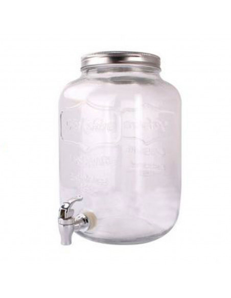 Tradineur - Tarro dispensador con grifo - Fabricado en Cristal Transparente - Capacidad de 4 Litros - Recipiente para servir agu
