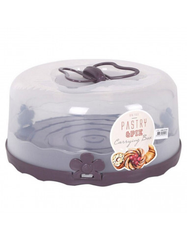 Tartera de plástico transparente redonda con tapa y asas con forma de mariposa 26 x 12,5 cm, Recipiente para transportar tartas,