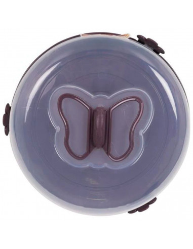 Tartera de plástico transparente redonda con tapa y asas con forma de mariposa 26 x 12,5 cm, Recipiente para transportar tartas,