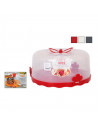 Tartera de plástico transparente redonda con tapa y asas con forma de mariposa 26 x 12,5 cm, Recipiente para transportar tartas,