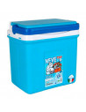 Nevera portátil con asa, 25 litros, 38 x 40 x 26 cm, polipropileno, azul y blanco, porta alimentos para playa, acampada, camping