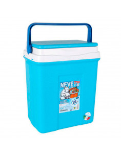 Nevera portátil con asa, 30 litros, 46 x 40 x 26 cm, polipropileno, azul y blanco, porta alimentos para playa, acampada, camping
