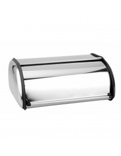 Tradineur - Panera de metal sobremesa, tapa corredera, 43 x 27,5 x 18 cm. Contenedor para pan metálico, recipiente con tapa desl