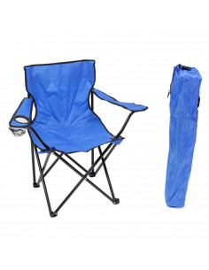 Tradineur - Silla de camping plegable con portavasos, metal y lona, soporta 110 kg, silla ligera de acampada, picnic, ir a pesca