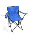 Tradineur - Silla de camping plegable con portavasos, metal y lona, soporta 110 kg, silla ligera de acampada, picnic, ir a pesca