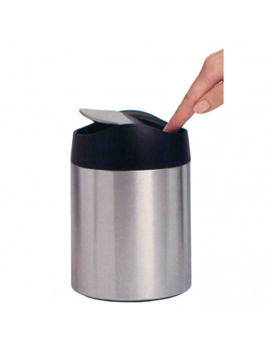 Papelera de sobremesa con tapa oscilante, acero inoxidable 19 x 12 cm, cubo de basura, contenedor metálico de residuos, desechos