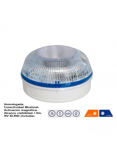 Luz de emergencia autónoma, señal V16 preseñalización de peligro + linterna, homologada, activación automática, autorizada por l