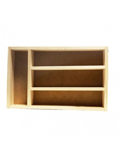 Cubertero, organizador de cubiertos de madera 31,3 x 20,4 x 4.1 cm, 4 compartimentos. Bandeja, porta utensilios de madera para c
