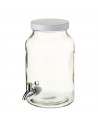 Tarro dispensador de cristal con grifo 4,2 litros, bote dispensador bebidas, botella con grifo, garrafa agua, jarra 26,2 x 16 cm