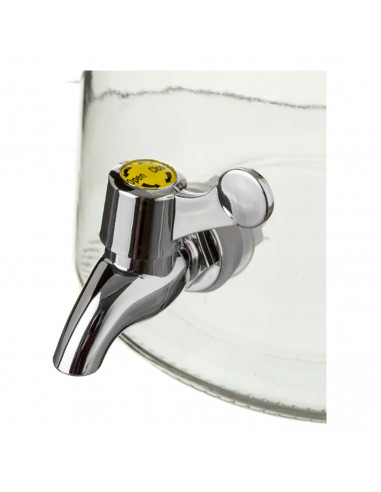 Tarro dispensador de cristal con grifo 4,2 litros, bote dispensador bebidas, botella con grifo, garrafa agua, jarra 26,2 x 16 cm