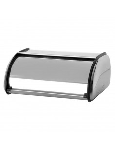 Panera de acero inoxidable sobremesa con tapa corredera 35 x 24 x 15 cm, contenedor para pan metálico, recipiente con tapa desli