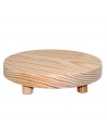 Salvamantel de madera redondo 16,6 cm, soporte protector de mesa y encimera con patas para ollas calientes, cacerolas, sartenes,