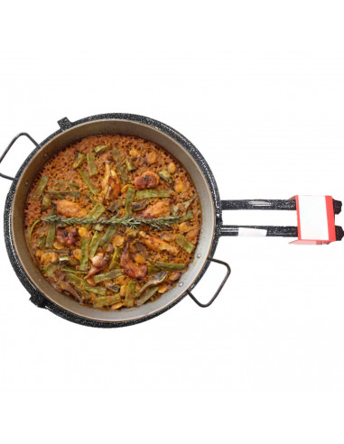 Tradineur - Quemador paellero gas butano 50 cm diámetro con patas, aro paellero esmaltado, hornillo paellas, homologado, exterio