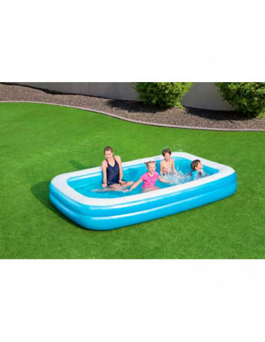 Tradineur - Piscina hinchable rectangular familiar 305 x 183 x 46 cm, piscina inflable 850 litros, paredes extragruesas, exterio