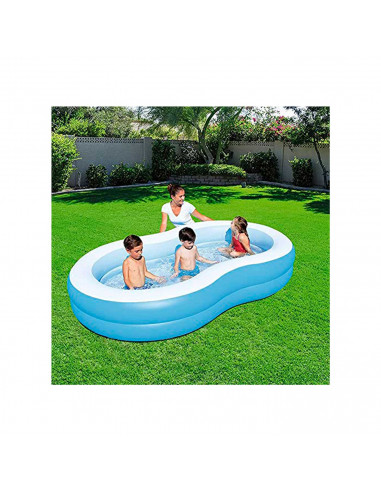 Tradineur - Piscina hinchable ovalada 262 x 157 x 46 cm, piscina inflable 544 litros, paredes extra gruesas, exterior, jardín, p