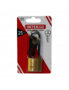 Interfer - Candado de latón, arco alto endurecido de acero, 25 mm, con 3 llaves para equipaje, taquillas de gimnasio, caja herra