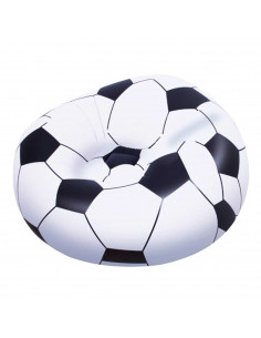 Tradineur - Sillón hinchable fútbol 114 x 112 x 66 cm, puff inflable balón, asiento forma de pelota para interior y exterior, vá