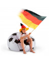 Tradineur - Sillón hinchable fútbol 114 x 112 x 66 cm, puff inflable balón, asiento forma de pelota para interior y exterior, vá