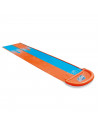 Tradineur - Pista deslizante hinchable doble carril 488 x 138 cm, tobogán de agua, pvc, dos carriles para carreras, con rociador