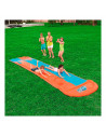 Tradineur - Pista deslizante hinchable doble carril 488 x 138 cm, tobogán de agua, pvc, dos carriles para carreras, con rociador