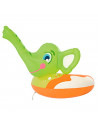 Tradineur - Flotador infantil hinchable elefante con pulverizador en la trompa 69 x 61 cm, anillo, asiento natación niños con bo