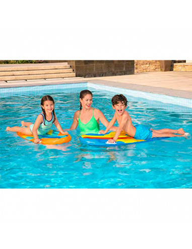 Tradineur - Colchoneta surf infantil hinchable con asas 112 x 40 x 10 cm, flotador inflable flotante natación, niños, playa y pi