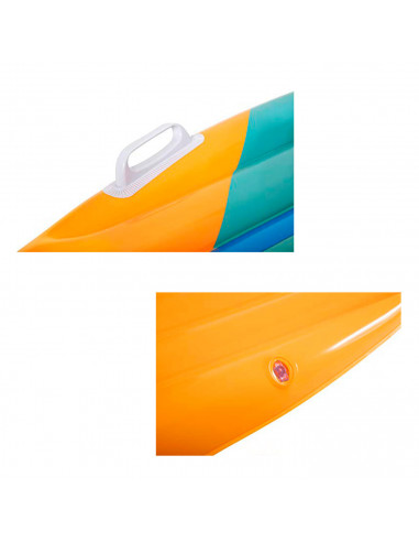 Tradineur - Colchoneta surf infantil hinchable con asas 112 x 40 x 10 cm, flotador inflable flotante natación, niños, playa y pi