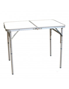 Mesa plegable de aluminio con altura ajustable 90 x 60 x 39/70 cm, mesa portátil multiusos, camping, jardín, picnic, playa, colo